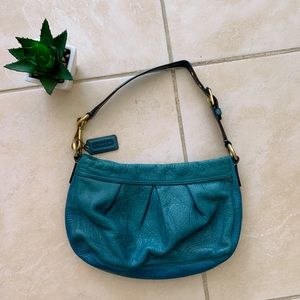 Green Coach leather shoulder bag